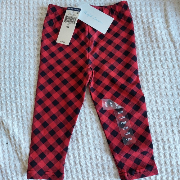 BNWT 12M Ralph Lauren Red Black Plaid Pants Baby Infant Toddler Girl Boy Tartan - Picture 1 of 1